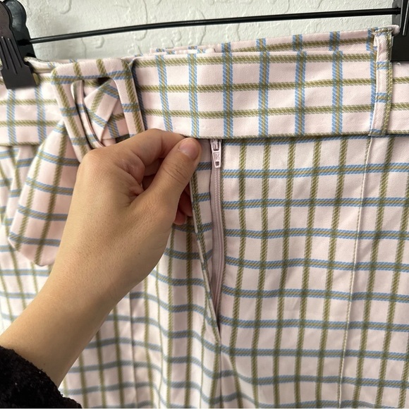 ASOS Designs Checker Plaid Pink Blue Green Belted US 32 EU 0 UK 4 - Picture 3 of 5